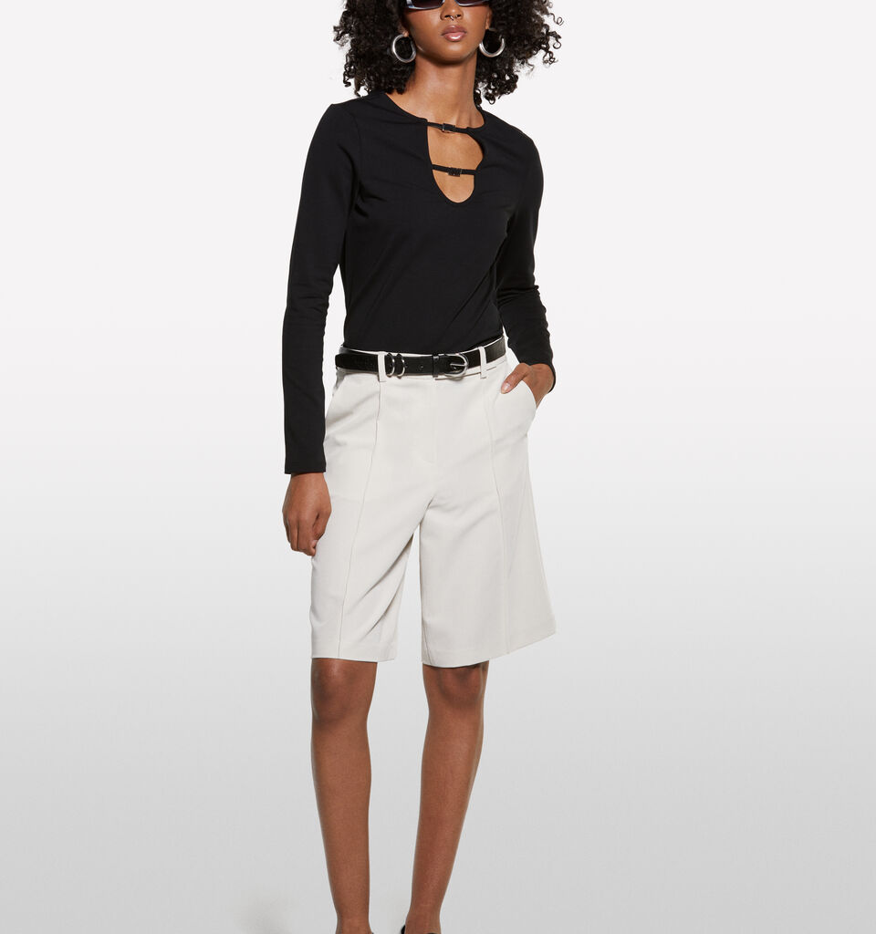 Bermudas bege relaxed fit - calças calções para mulher - Bege | Sisley image number 1